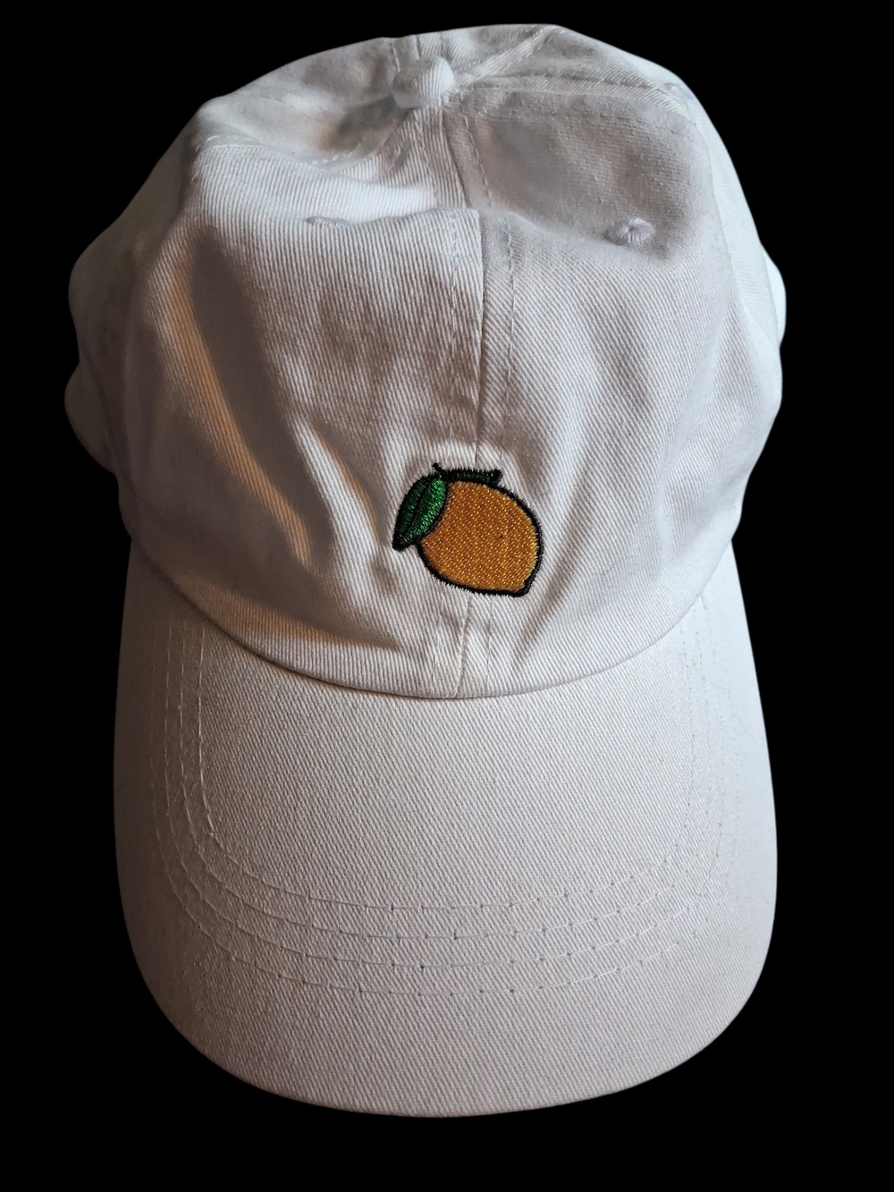 White Baseball Cap with Embroidered Lemon Patch Rue 21